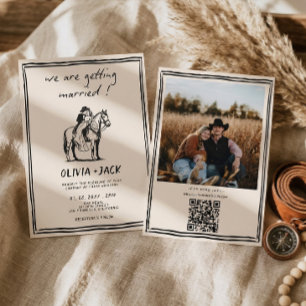 Invitation Mariage occidental Photo QR Code Noces