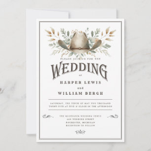 Invitation Mariage occidental rustique