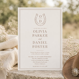 Invitation Mariage occidental rustique avec monogramme