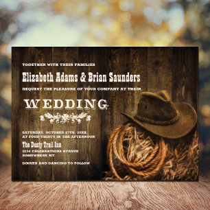 Invitation Mariage occidental rustique en bois