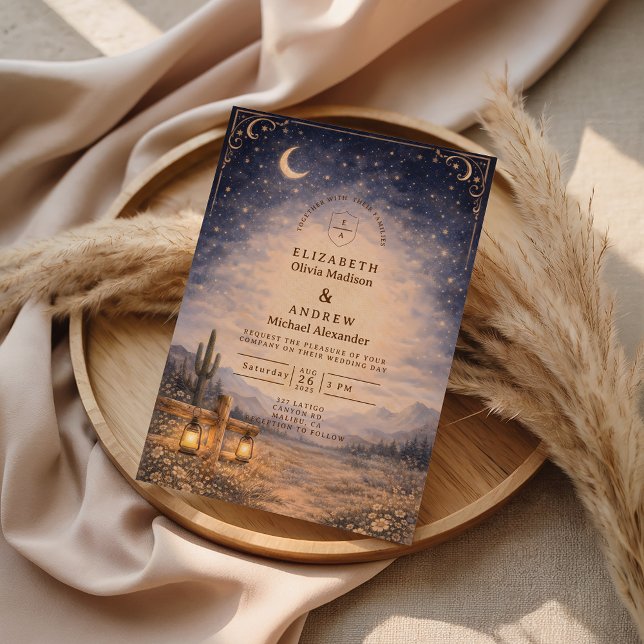 Invitation Mariage occidental sous la lune du désert céleste (Créateur téléchargé)