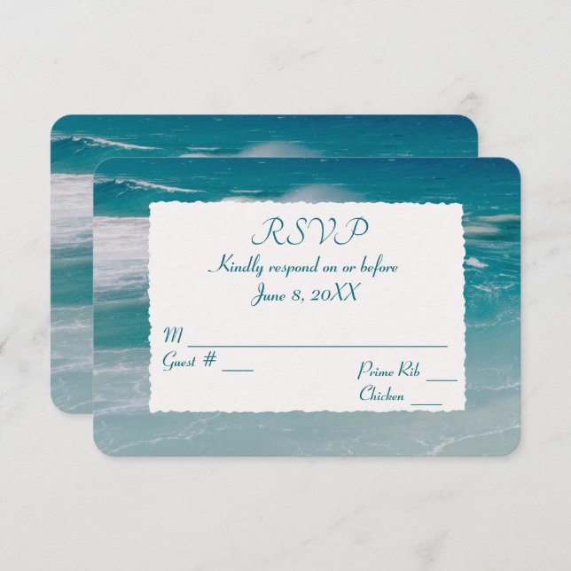 Invitation Mariage Ocean Beach RSVP (Devant / Derrière)