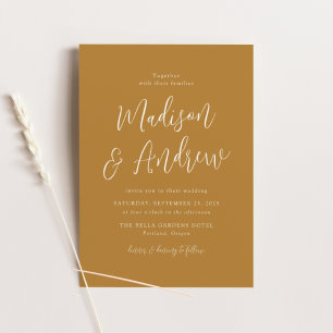 Invitation Mariage ocre de script simple