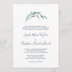 Invitation Mariage officiel de l'eucalyptus pourpre et vert