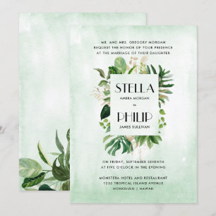 Invitation Mariage officiel du feuillage tropical de la monst