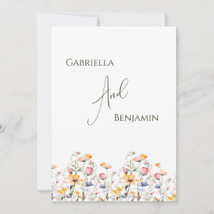 Invitation Mariage officiel du Fleur sauvage de prairie aquar