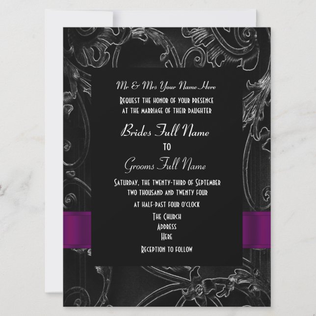 Invitation mariage officiel du imaginaire de goth noir (Devant)