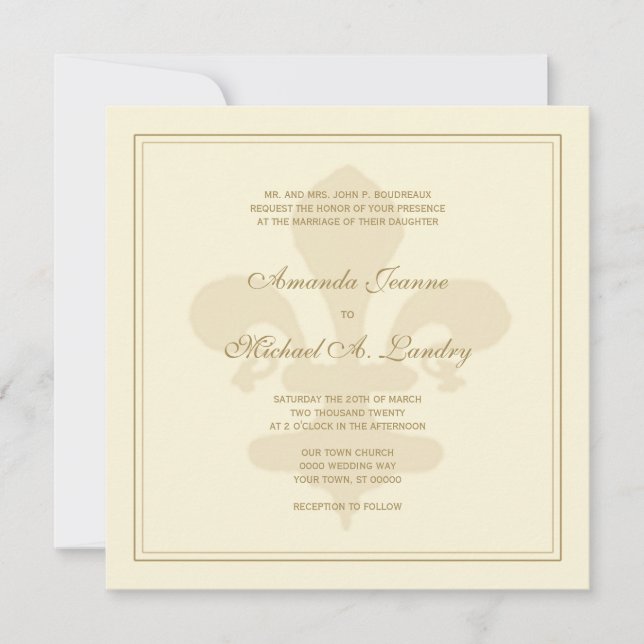 Invitation Mariage officiel Golden Fleur de Lis (Devant)