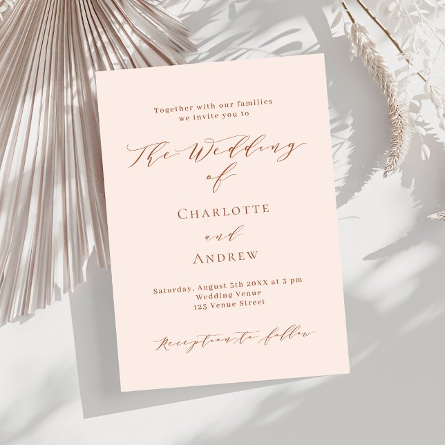 Invitation Mariage officiel rose d'or Peach (Créateur téléchargé)