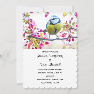 Invitation Mariage Oiseau Bleu et Jaune sur une Branche