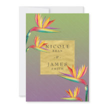 Mariage oiseau de paradis or violet et vert