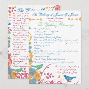 Invitation Mariage Oiseau Fleur de Bleuet Framboise Sauvage