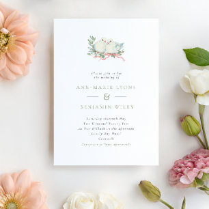 Invitation Mariage Oiseaux de l'Amour Grandmillénaire Vintage