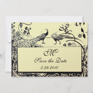 Invitation MARIAGE OISEAUX DE L'AMOUR MONOGRAMME,noir,ivoriem