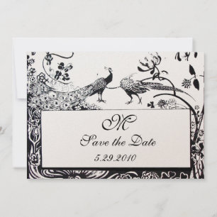 Invitation MARIAGE OISEAUX DE L'AMOUR MONOGRAMME,noir, métall