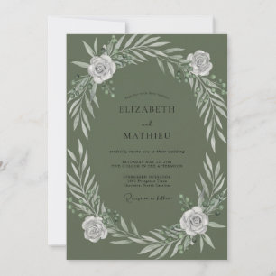 Invitation Mariage Olive White Rose