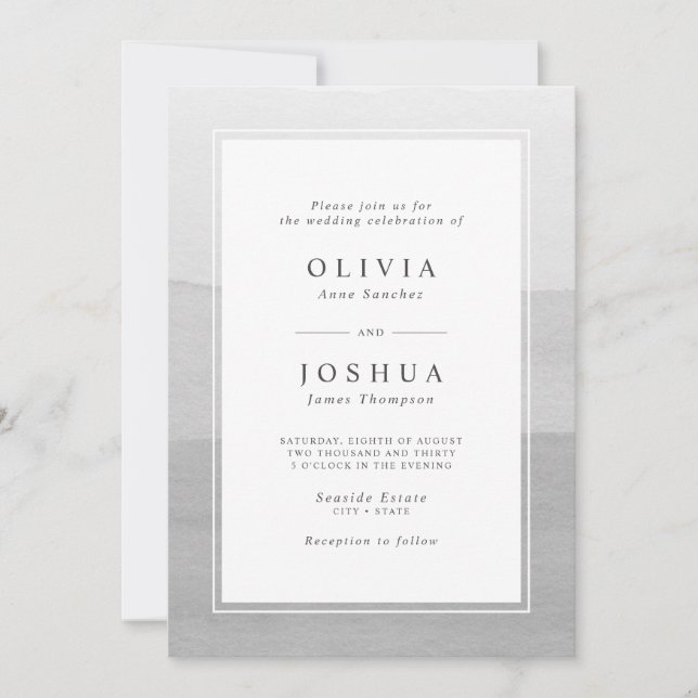 Invitation Mariage Ombre gris simple (Devant)