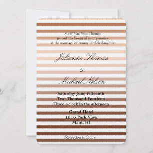 Invitation Mariage Ombre Stripes en bronze or