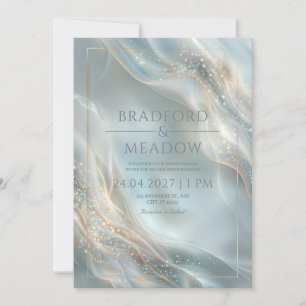 Invitation Mariage Ondulation sarcelle brumeuse de poussière 