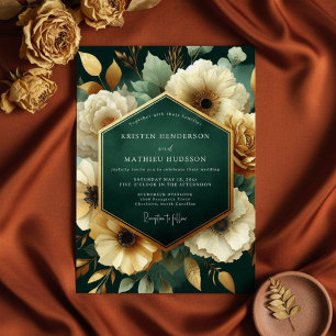 Invitation Mariage Opulence Florale Émeraude