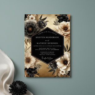 Invitation Mariage Opulence Florale Noire