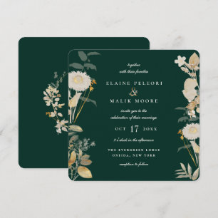 Invitation Mariage opulent dans le jardin doré