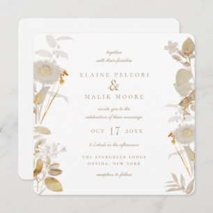 Invitation Mariage opulent dans le jardin doré