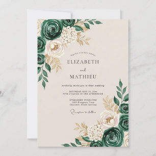 Invitation Mariage opulent en forêt de vert émeraude