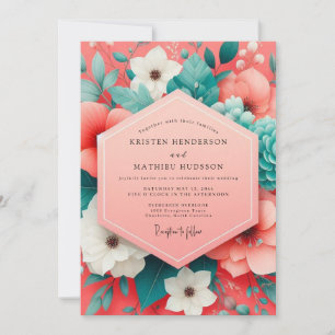 Invitation Mariage Opulent Fleur de Corail