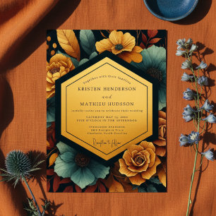 Invitation Mariage Opulent Floral Automnal Ambre
