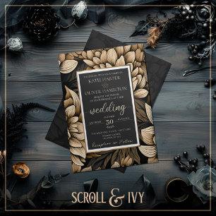 Invitation Mariage opulent Gold & Champagne en soie