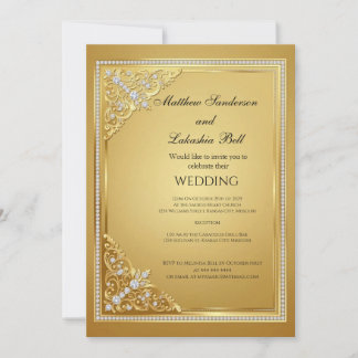 Invitation Mariage Or Diamants Élégant