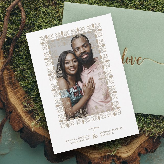 Invitation Mariage Or fantaisie ornement effet dentelle moder (Créateur téléchargé)