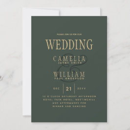 Invitation Mariage or vert OLIVE moderne tendance