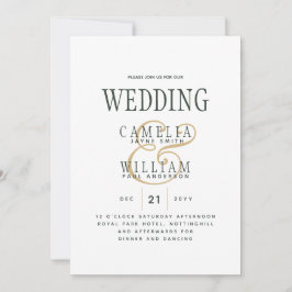 Invitation Mariage or vert OLIVE moderne tendance