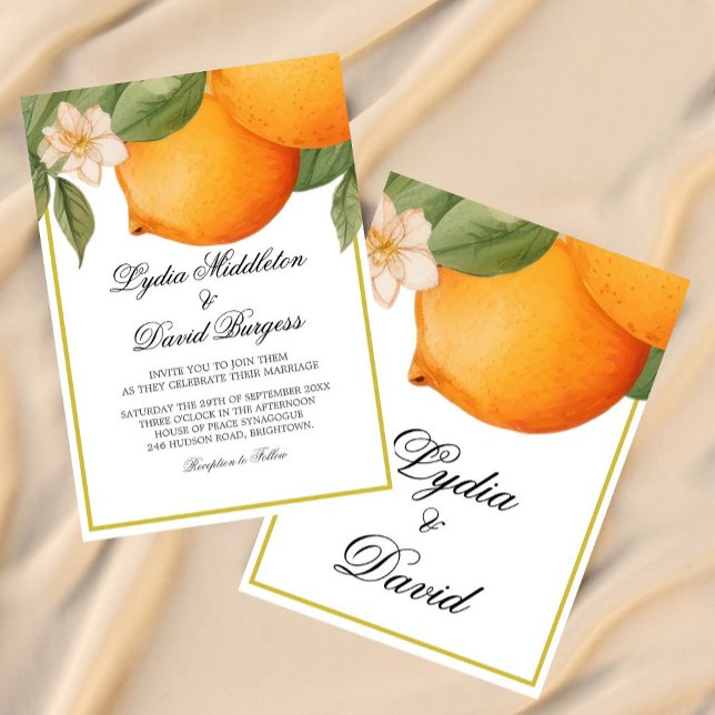 Invitation Mariage Orange Citrus Élégant été (Créateur téléchargé)