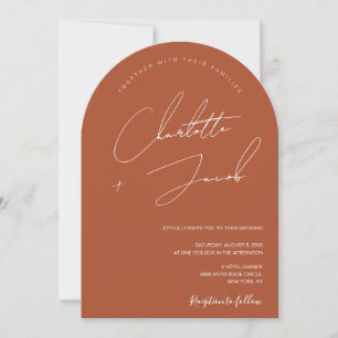 Invitation Mariage orange en terre cuite minimaliste moderne