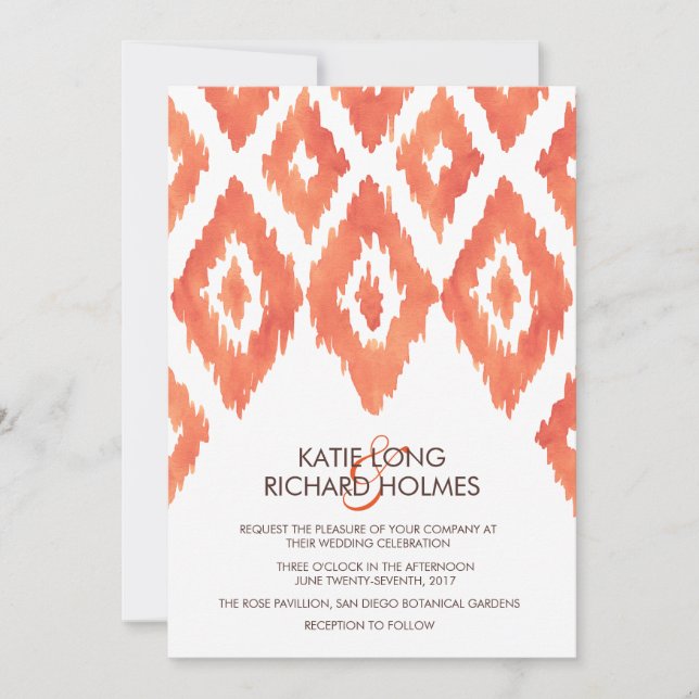 Invitation Mariage Orange Ikat (Devant)