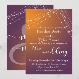Invitation Mariage orange Plum Ombre & Lumineuses