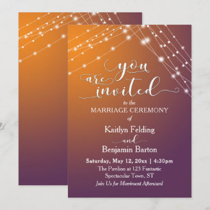 Invitation Mariage orange Plum Ombre & Lumineuses, b