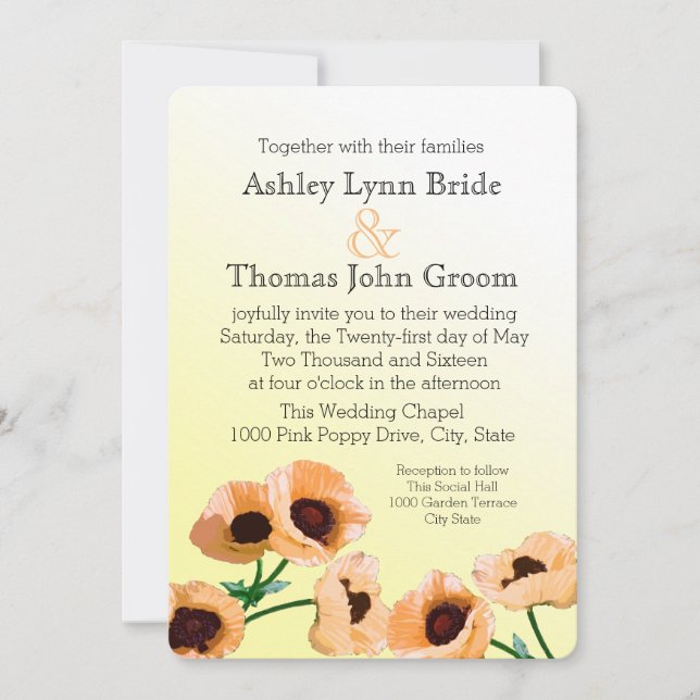 Invitation Mariage Orange Poppies (Devant)