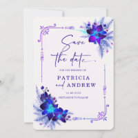 Mariage Orchidée Bleue Violette Enregistrez la Dat