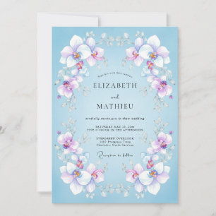 Invitation Mariage Orchidée Lilas Ciel