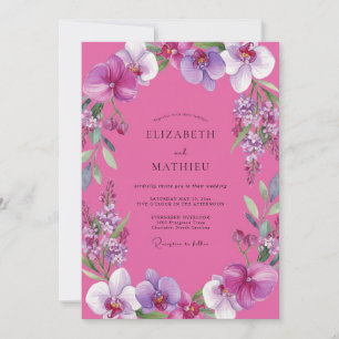 Invitation Mariage Orchidée Magenta Violet