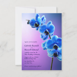 Invitation Mariage Orchidées Bleu Ciel Floral Moderne