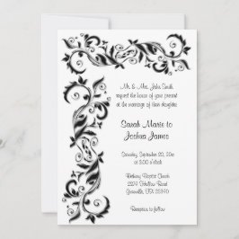 Invitation Mariage orné d'ornement de défilement floral blanc