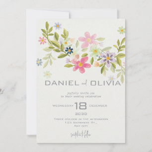 Invitation Mariage ornemental de fleurs vertes