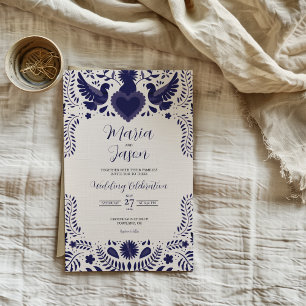 Invitation Mariage Otomi Tenangos Violet Indigo Mexicain