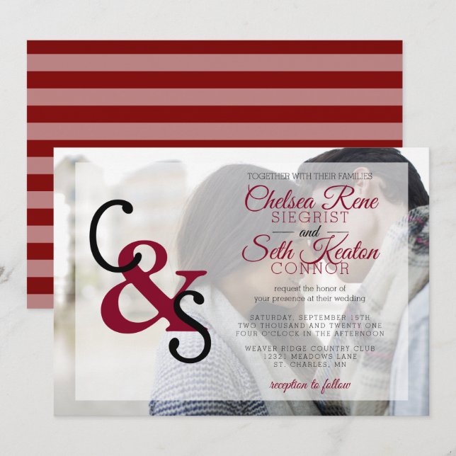 Invitation Mariage ou anniversaire de la journée moderne - Ma (Devant / Derrière)