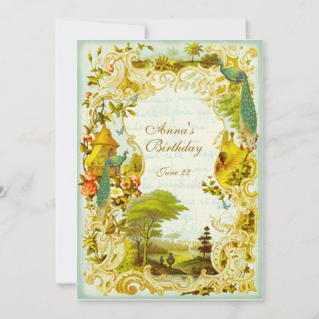 Invitation Mariage ou événement de jardin de paon de (Devant)